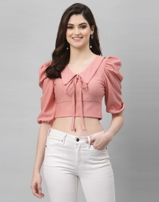 Mode Tops Cropped Tops Basic Cropped Top weiss 38 