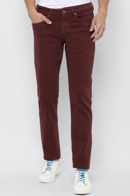 maroon colour jeans pant