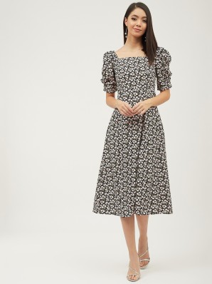 Fashion Dresses A Line Dresses someday A Line Dress black-white allover print casual look 