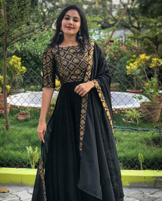 Black Anarkali Dresses - Buy Black 