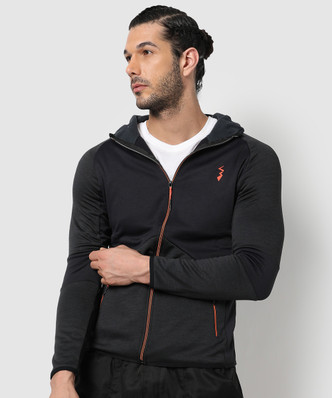 campus sutra men black self design quilted jacket