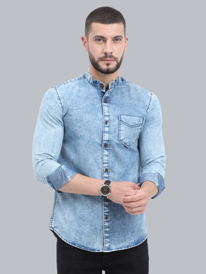 blue jean shirt with blue jeans