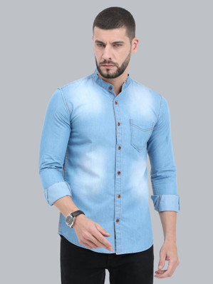 blue jean shirt with blue jeans