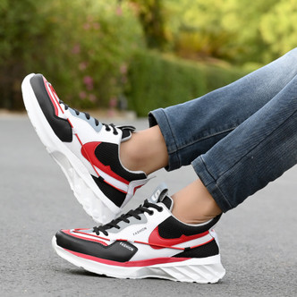 white red and black shoes