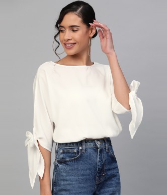 white off the shoulder top with bell sleeves