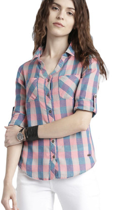 Roadster Women Checkered Casual Purple 