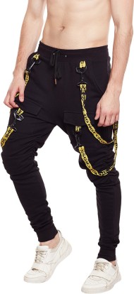 fugazee solid men's black track pants