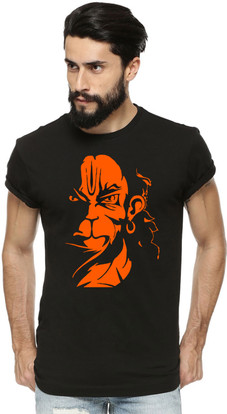 Printed Men Round or Crew Black T-Shirt 