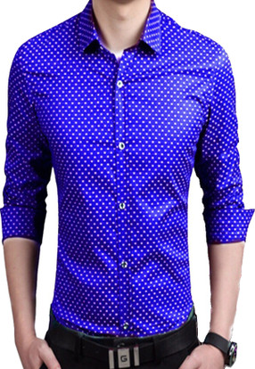 Men Printed Formal Blue Shirt 