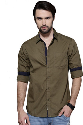 Roadster Men Solid Casual Green Shirt 