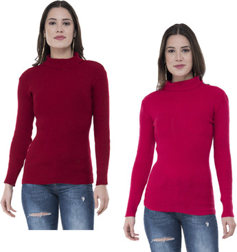 IndiWeaves Solid Turtle Neck Casual 