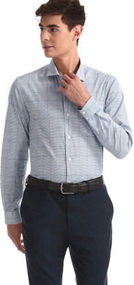 ARROW Men Checkered Formal Blue Shirt 