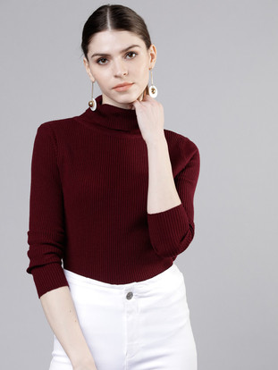 Tokyo Talkies Solid Turtle Neck Casual 