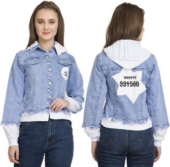 ladies denim jacket with hood