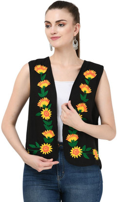 SAAKAA Sleeveless Embroidered Women 
