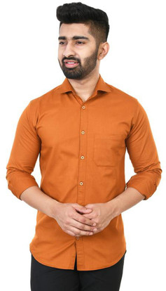 IKG Men Solid Casual Orange Shirt - Buy 
