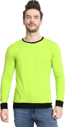 Diwazzo Color Block Men Round Neck Light Green T-shirt
