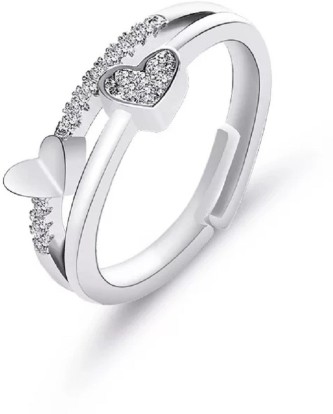 Pretty Silver Plated Crystal Love Heart Ring Bridal Wedding Party