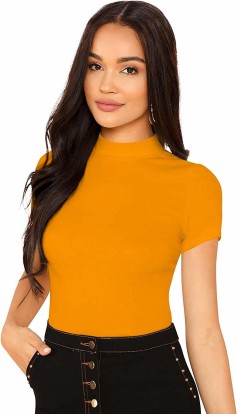 yellow high neck top