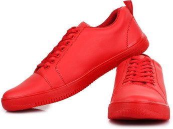 red color sneakers