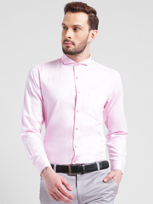 Being Fab Men Solid Casual Pink Shirt 