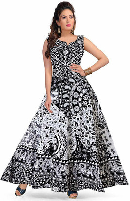 IBBA Women Maxi White, Black Dress 