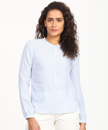 Casual Cuffed Sleeve Striped Women 