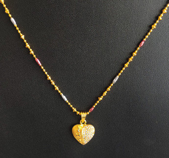 American Diamond Heart Micro Gold Pendant