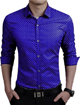 FASHLOOK Men Printed Casual Blue Shirt 