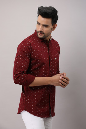 Maroon colour printed shirt clearance
