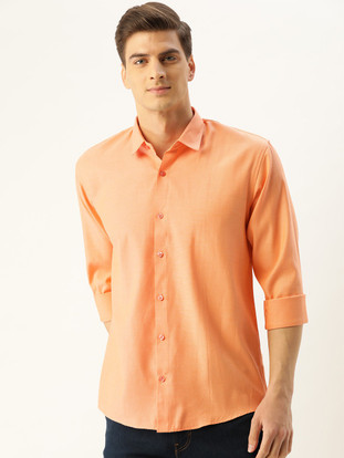 Casual Orange Shirt - Buy SOJANYA Men 
