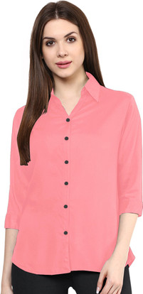 Venumart Women Solid Casual Pink Shirt 
