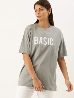DILLINGER Printed Women Round Neck Grey 