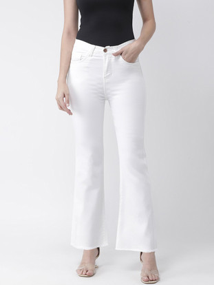 KASSUALLY Boot-Leg Women White Jeans 
