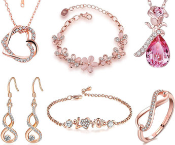 Om Jewells Rose Gold Jewellery Combo of 