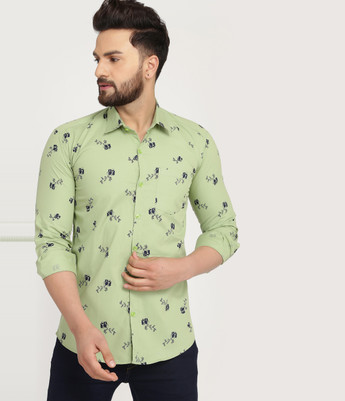 COBIO MAN Men Floral Print Casual Green 