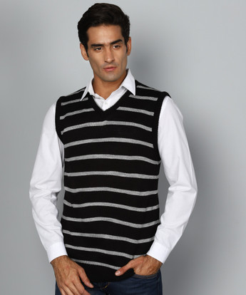 METRONAUT Striped V Neck Casual Men 