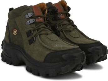 woodland olive green trekking boots