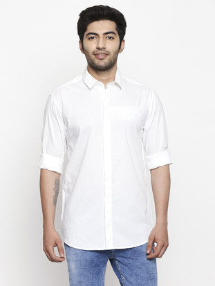 MUFTI Men Solid Casual White Shirt 