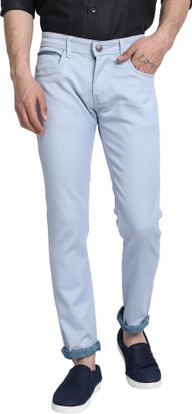 white luxury Slim Men Silver Jeans 