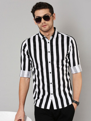 black shirt with stripes
