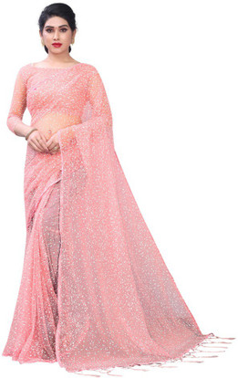Design Fashion Net Pink Sarees 