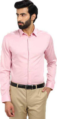 SGHE OKAY Men Solid Formal Pink Shirt 