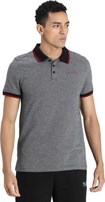 PUMA Printed Men Polo Neck Black T 
