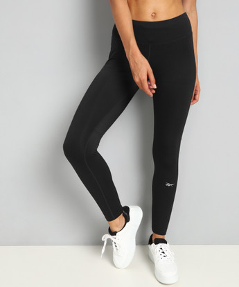 REEBOK Solid Women Black Tights - Buy 