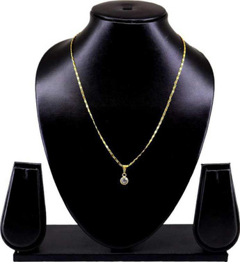 3SIX5 Golden Chain With Diamond Pendant 
