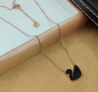 3SIX5 ROSE GOLD PLATED BLACK DUCK CHAIN 
