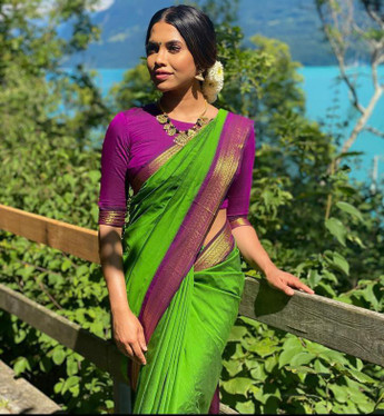 Buy fospy Plain Banarasi Pure Silk 