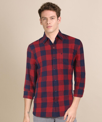 WROGN Men Checkered Casual Red Shirt 