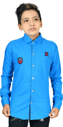 TIKTOK FASHION Boys Solid Casual Blue 